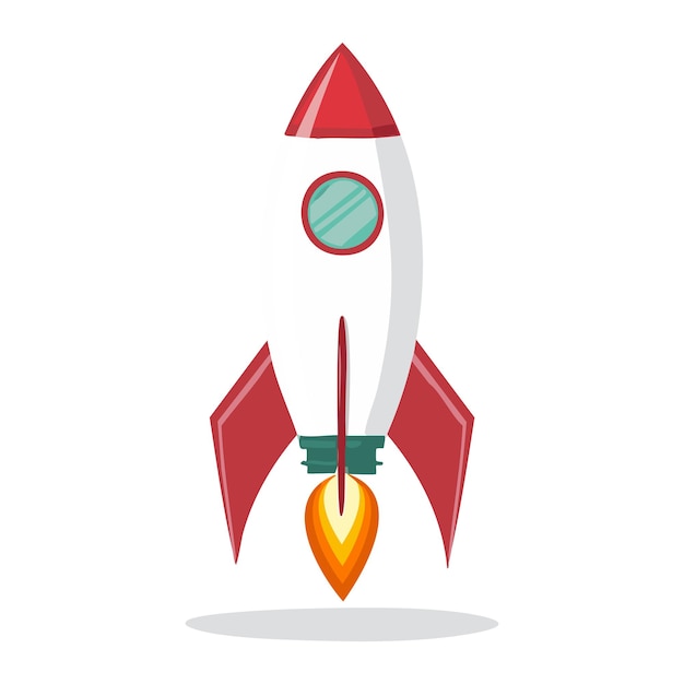 a rocket with a red rocket on the bottom