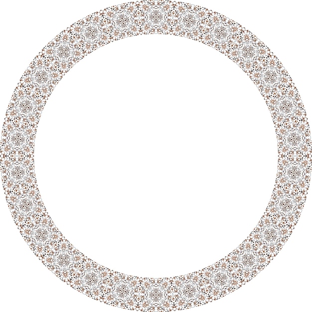 a round frame with a pattern of small flowers.