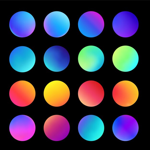 a row of circles with different colors and shapes