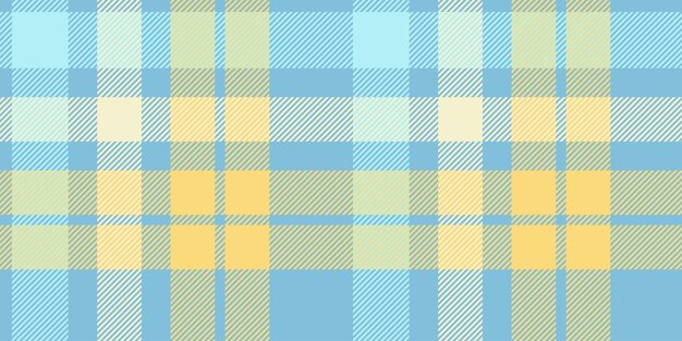 A seamless blue and yellow tartan plaid pattern with light and airy tones