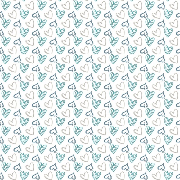 A seamless pattern with hearts and the word love on a white background