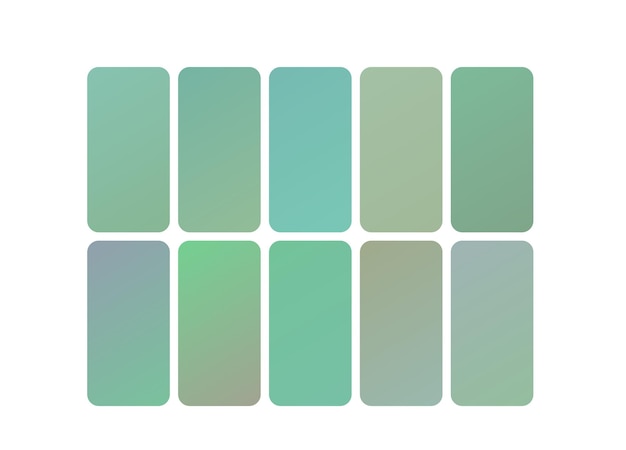 a series of different shades of green and blue