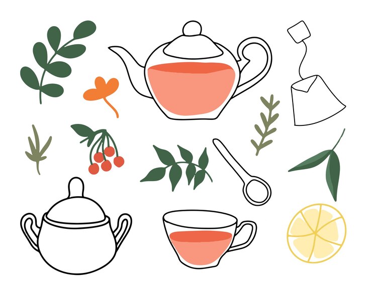 A set for a cozy tea ceremony a tea drink with organic herbal tea breakfast time