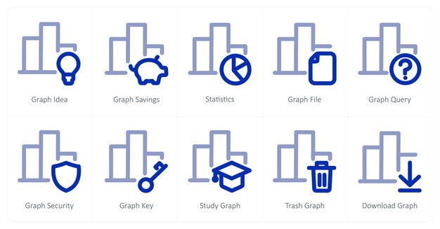 A set of 10 bar graph icons as graph idea graph savings statistic