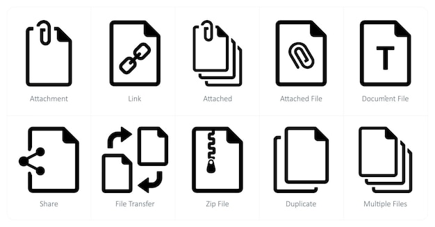A set of 10 File icons as attachment link attached