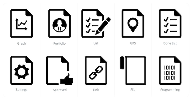 A set of 10 File icons as graph portfolio list