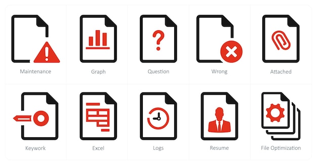A set of 10 File icons as maintenance graph question