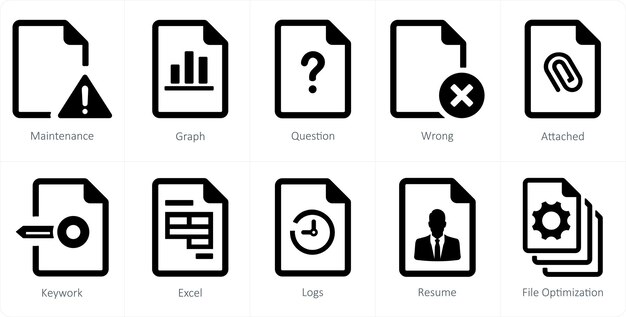 A set of 10 File icons as maintenance graph question