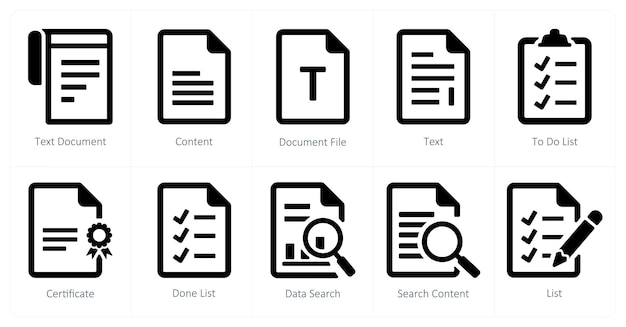 A set of 10 File icons as text document content document file