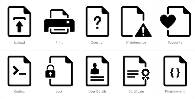 A set of 10 File icons as upload print question