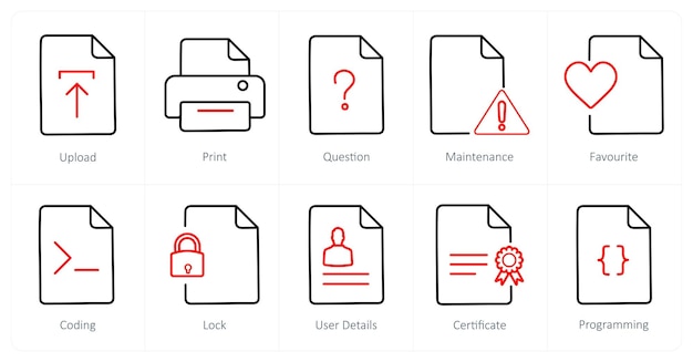A set of 10 File icons as upload print question