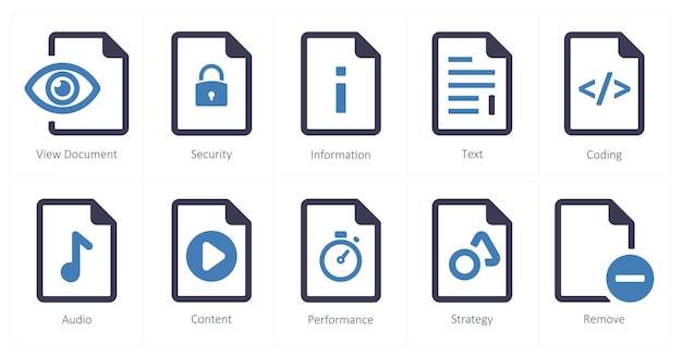 A set of 10 File icons as view document security information