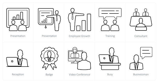 A set of 10 Human Resources icons as presentation employee growth training