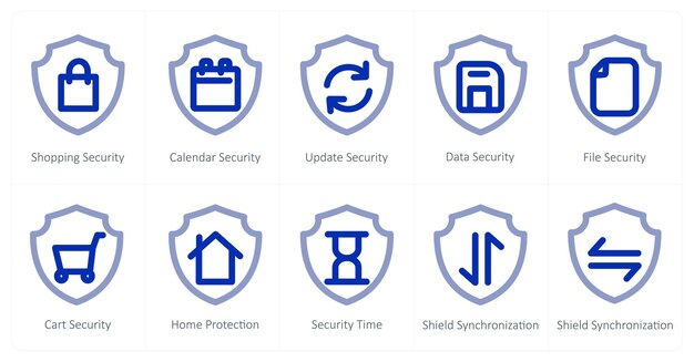 A set of 10 micro icons as shopping security calendar security update security