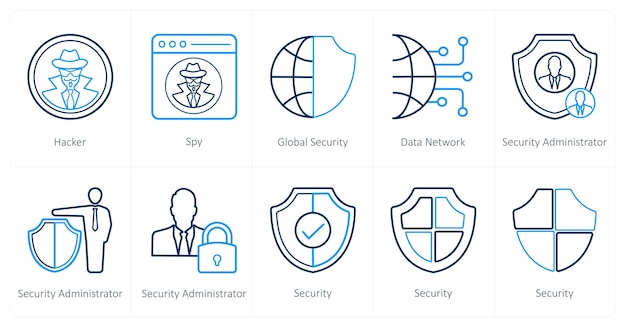 A set of 10 Security icons as hacker spy global security