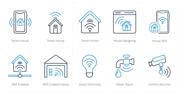 A set of 10 Smart Home icons as smart home smart house house designing
