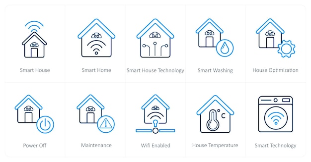 A set of 10 Smart Home icons as smart house smart home smart house technology