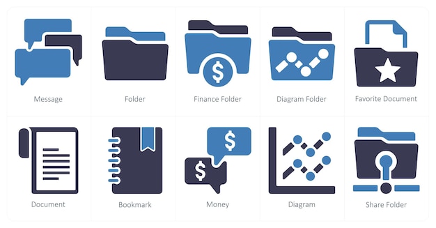A set of 10 web marketing icons as message finance folder diagram folder