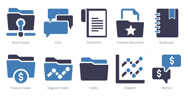 A set of 10 web marketing icons as share folder chat document