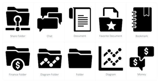 A set of 10 web marketing icons as share folder chat document