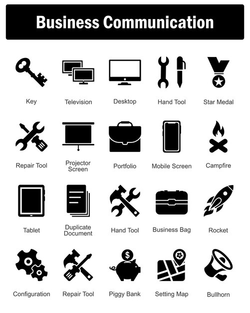 A set of 20 Mix icons as desktop hand tool star medal