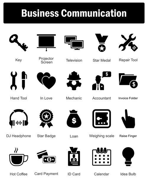 A set of 20 Mix icons as key projector screen television