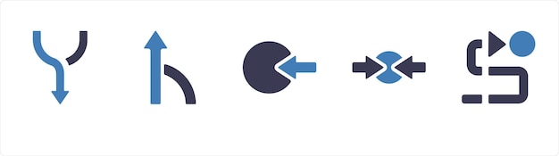 A set of 5 Arrow icons such as Down left Direction Lower direction