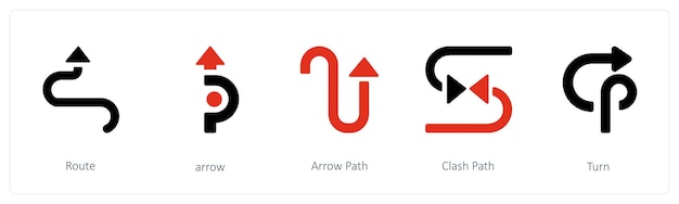 A set of 5 Arrows icons such as direction way path