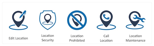 A set of 5 Business icon as edit location location security