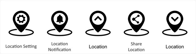 A set of 5 Business icon as location setting location notification location