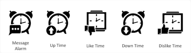 A set of 5 business icons as message alarm up time like time