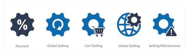 A set of 5 Contact icons as discount globbal setting cart setting