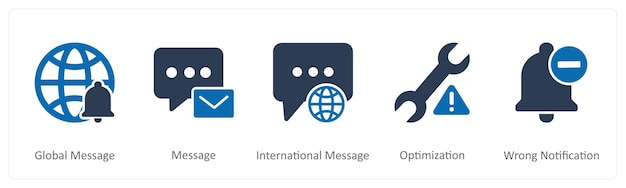 A set of 5 Contact icons as global message message international message