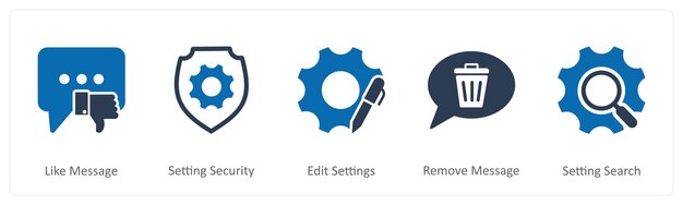 A set of 5 Contact icons as like message setting security edit settings