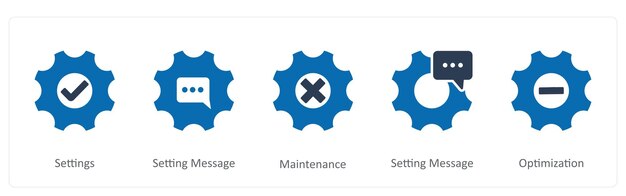 A set of 5 Contact icons as settings setting message maintenance