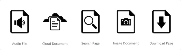 A set of 5 document Icons