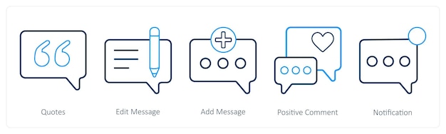 A set of 5 mix icons as quotes edit message add message