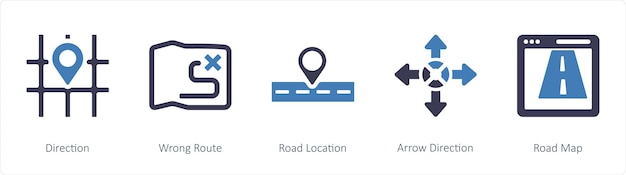 A set of 5 Navigation icons such as Arrow Direction Left Direction