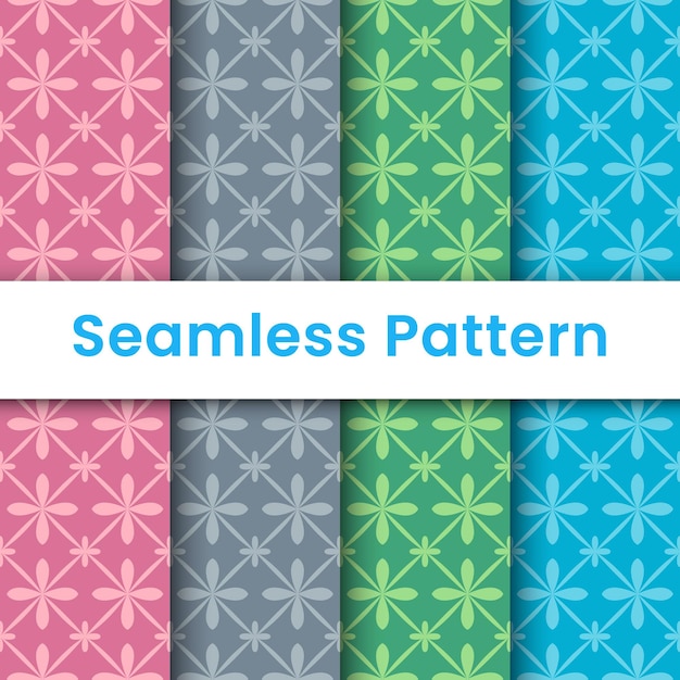 a set of abstract flower ornate seamless pattern textures linear colorful geometric