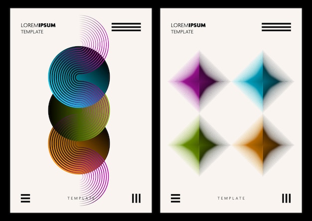A set of abstract wallpapers and posters featuring vivid gradient shades with black contrast