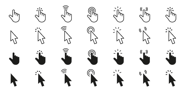 a set of arrows and arrows with a hand pointing to the right