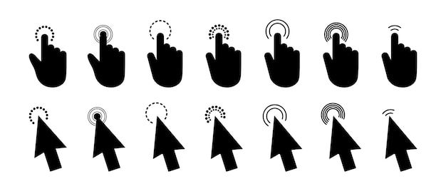 a set of black arrows with a hand pointing at the top