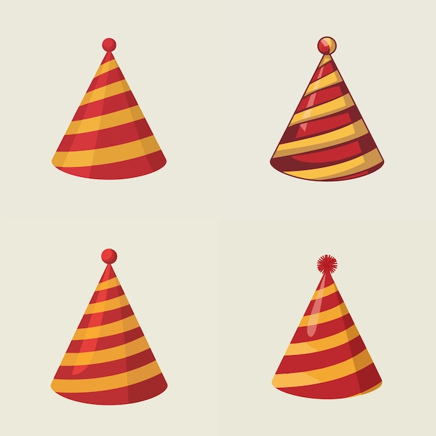 a set of christmas hats with red stripes