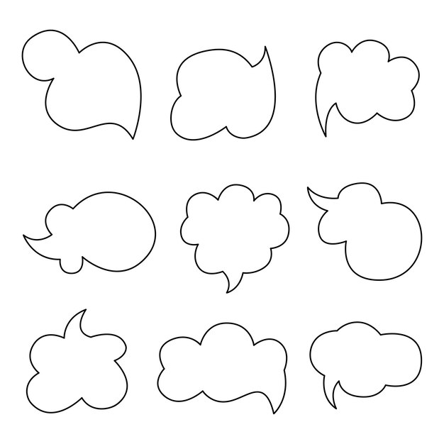 A set of dialog bubbles in the shape of a cloud Doodle vector illustration