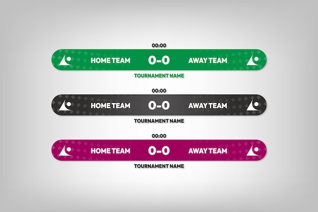 a set of different sports game banner options for broadcasting the game