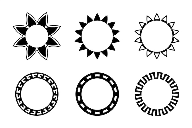 A set of different sun shapes and round border set