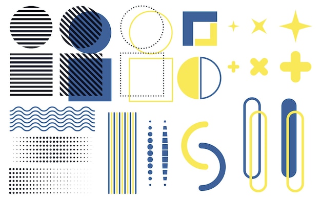 a set of geometric shapes and lines