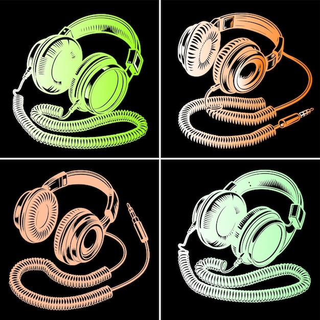 a set of green headphones with a green and yellow design