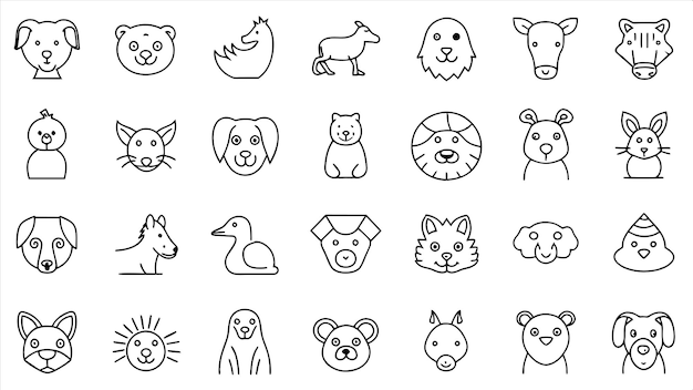 a set of icons for dog and cat