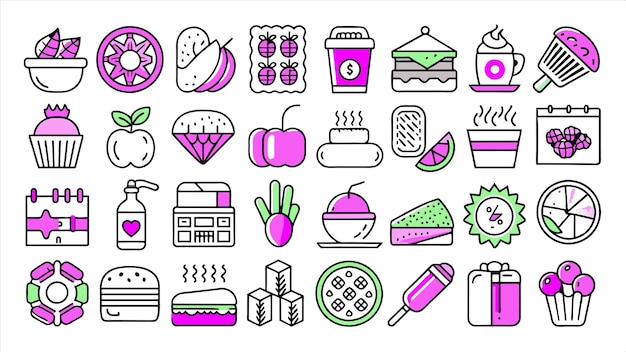 a set of illustrations with different colored objects including a teapot and a teapot